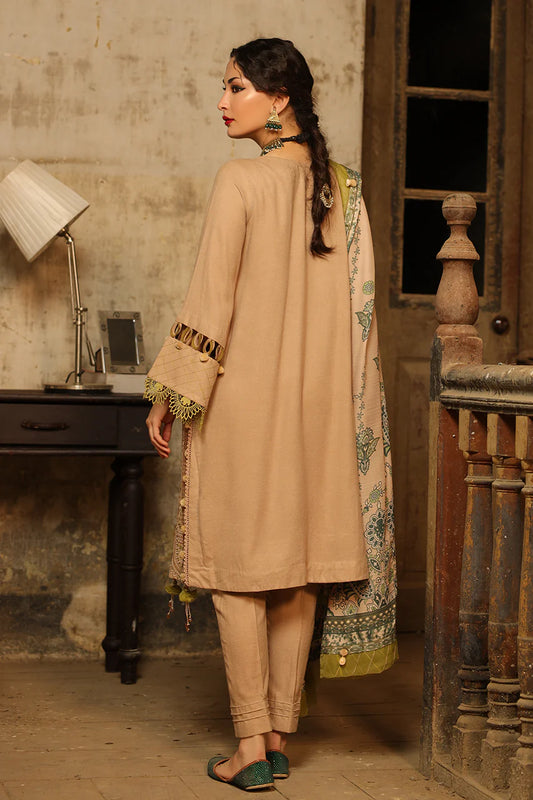 SALITEX PEACH LEATHER EMBROIDERED WITH PASHMINA PRINTED LUREX SHAWLUN-W22-PLEMB-018UT