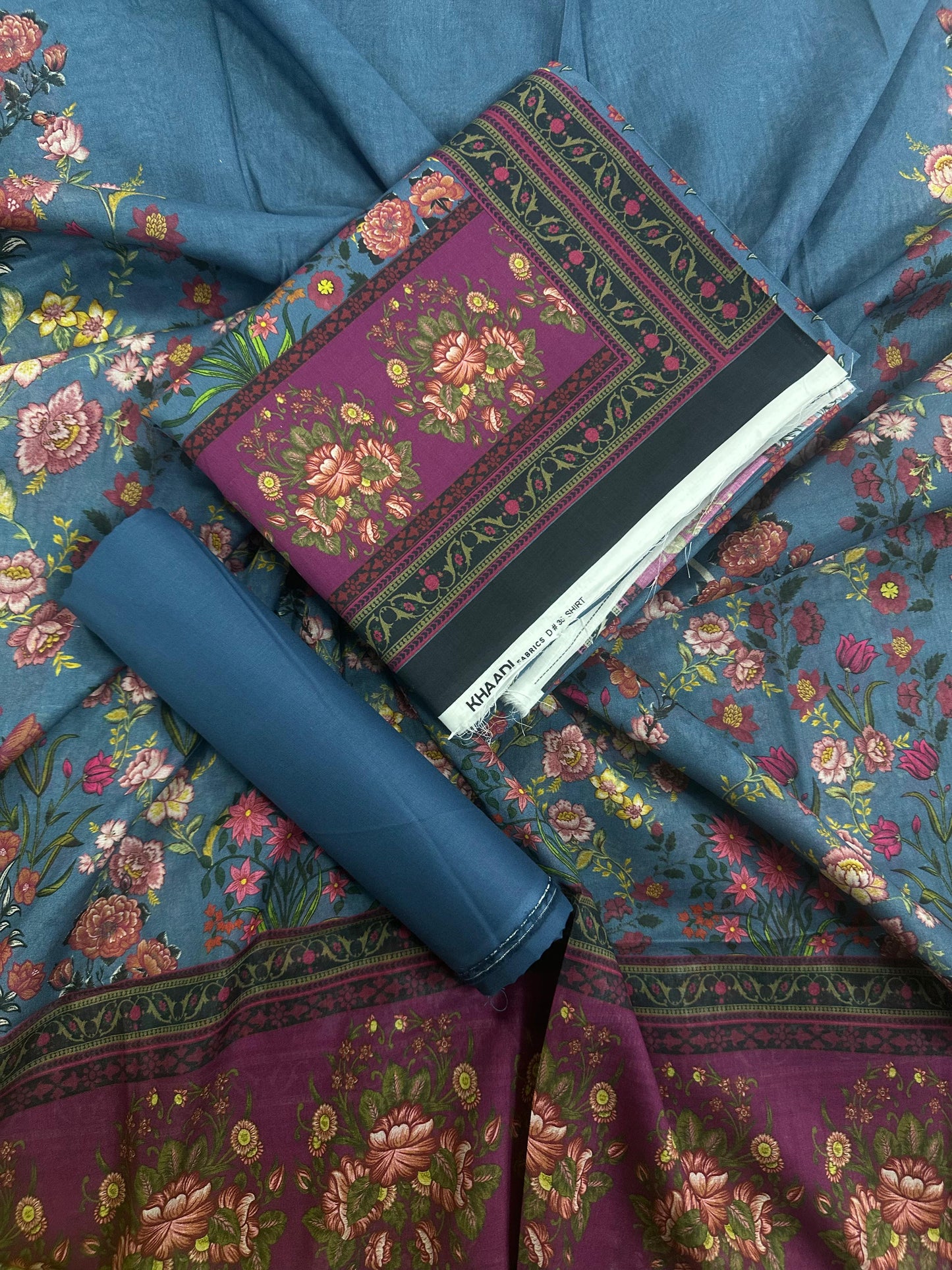 Khaadi Blue Floral Printed 3Pcs