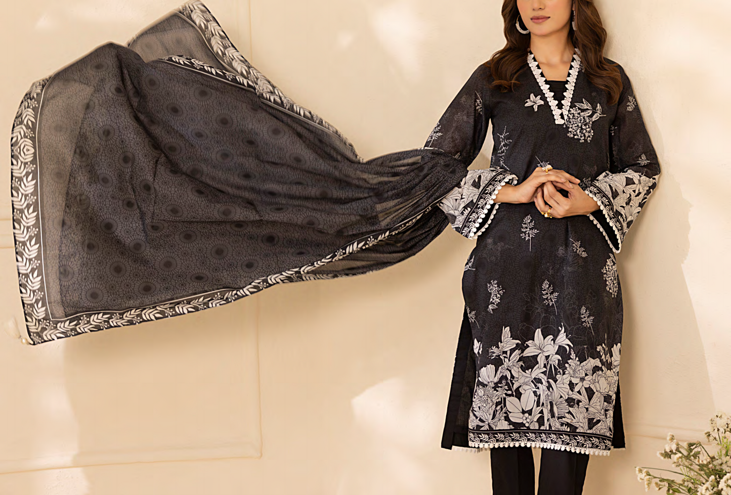 Salitex 100% Original Lawn ❤️ MONOCHROME B&W by SANA& SARA