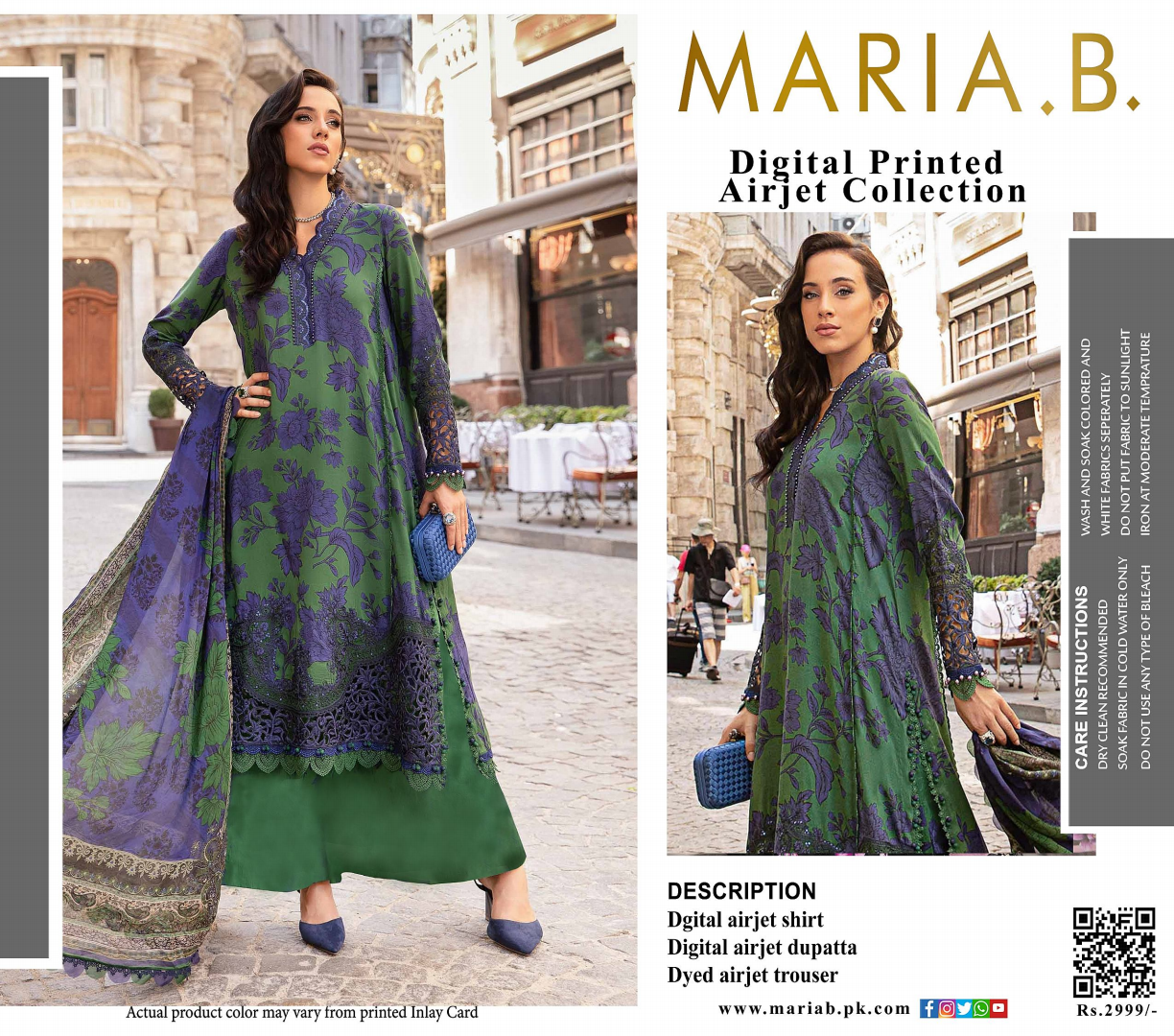 Maria.B Unstitched Printed 3PCs