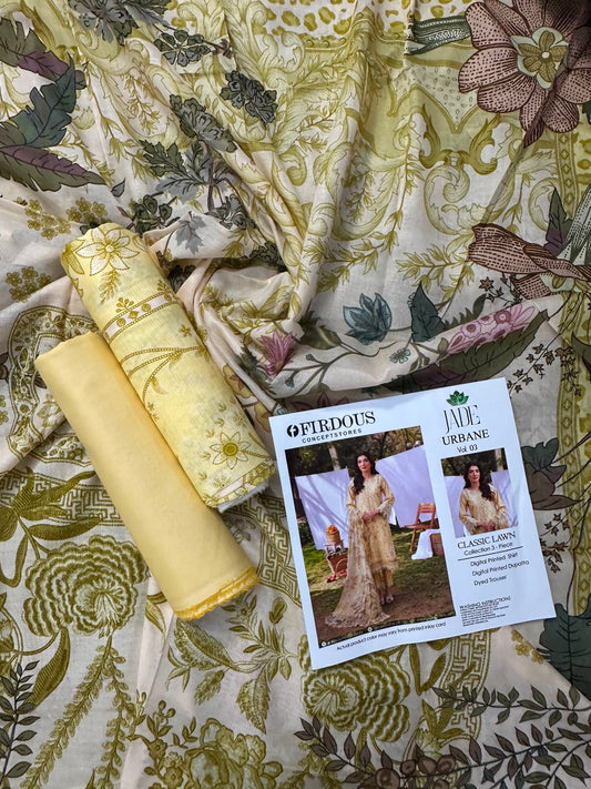 FIRDOUS JADE Cream Yellow 3-Piece