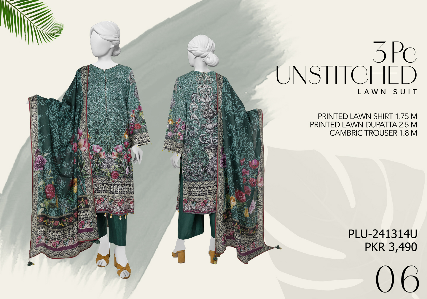 J• 100% Original Unstitched Lawn Norah Panjnad by Junaid Jamshed 3 Piece 🔥