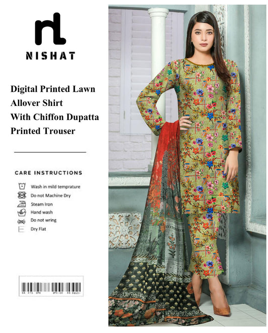 GulAhmed & Nishat Printed With Chiffon Dupatta 3P