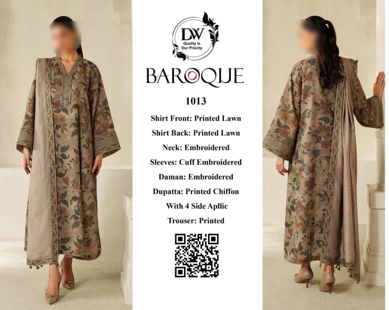 Baroque Elegant 3PC Unstitched Lawn Suit Collection