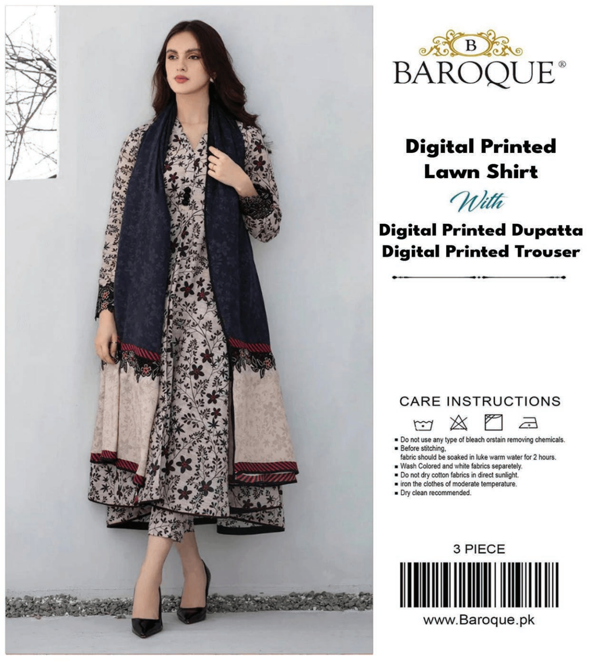 Baroque Unstitched Lawn 3 Pieces in Wholesale Price 🔥❤️