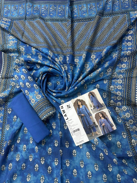 ZELLBURY Unstitched 3pcs Lawn Collection D.C:- WUS26X38111