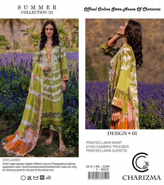 Charizma Lawn Unstitched 3 Piece With Dyed Trouser Vol II /- 💞✨👌
