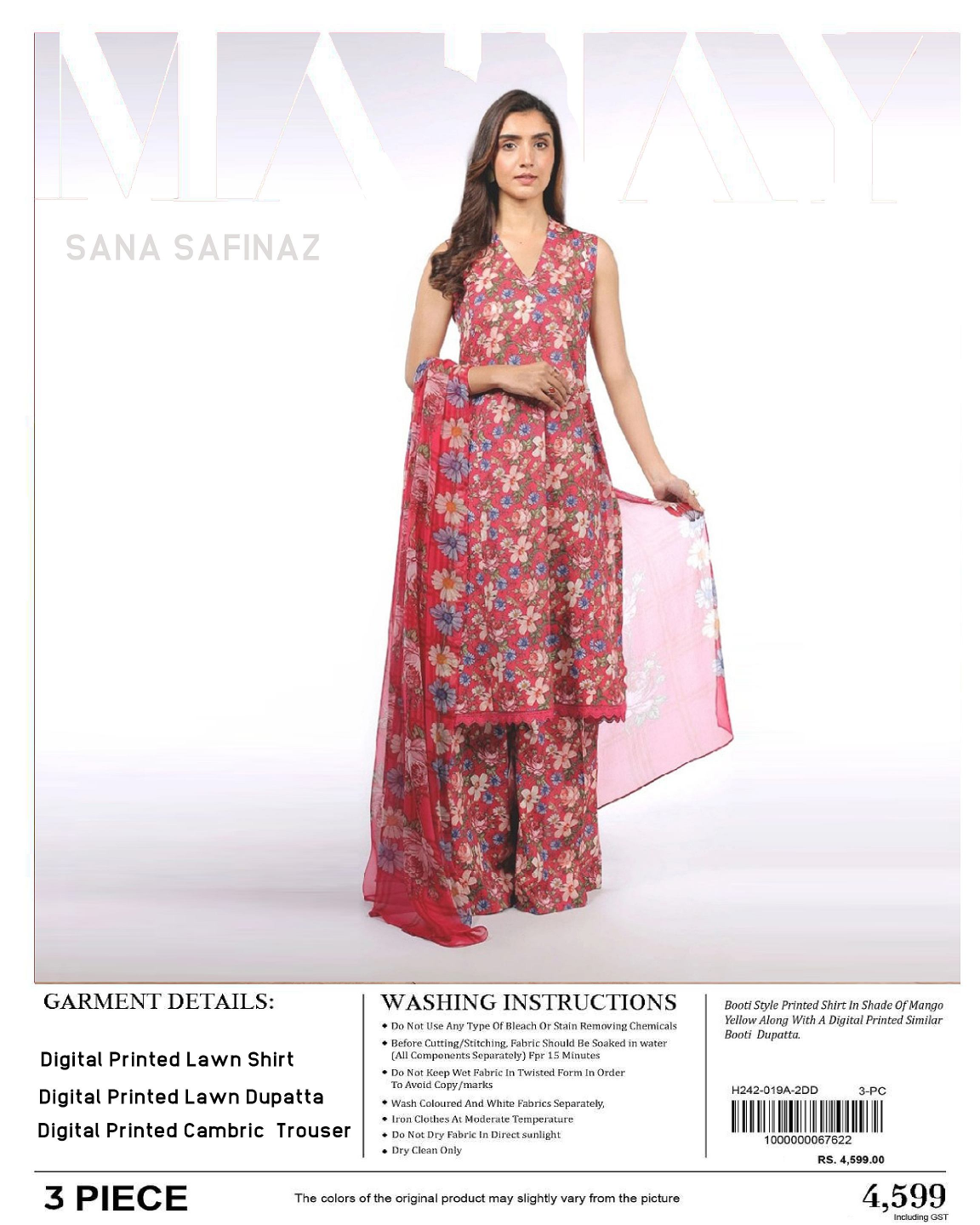 Sana Safinaz MAHAY Unstitched Lawn 3 Piece in Wholesale Price 🔥