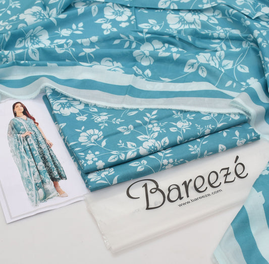 Bareeze Unstitched Lawn 90/70 Quality 3 Pieces