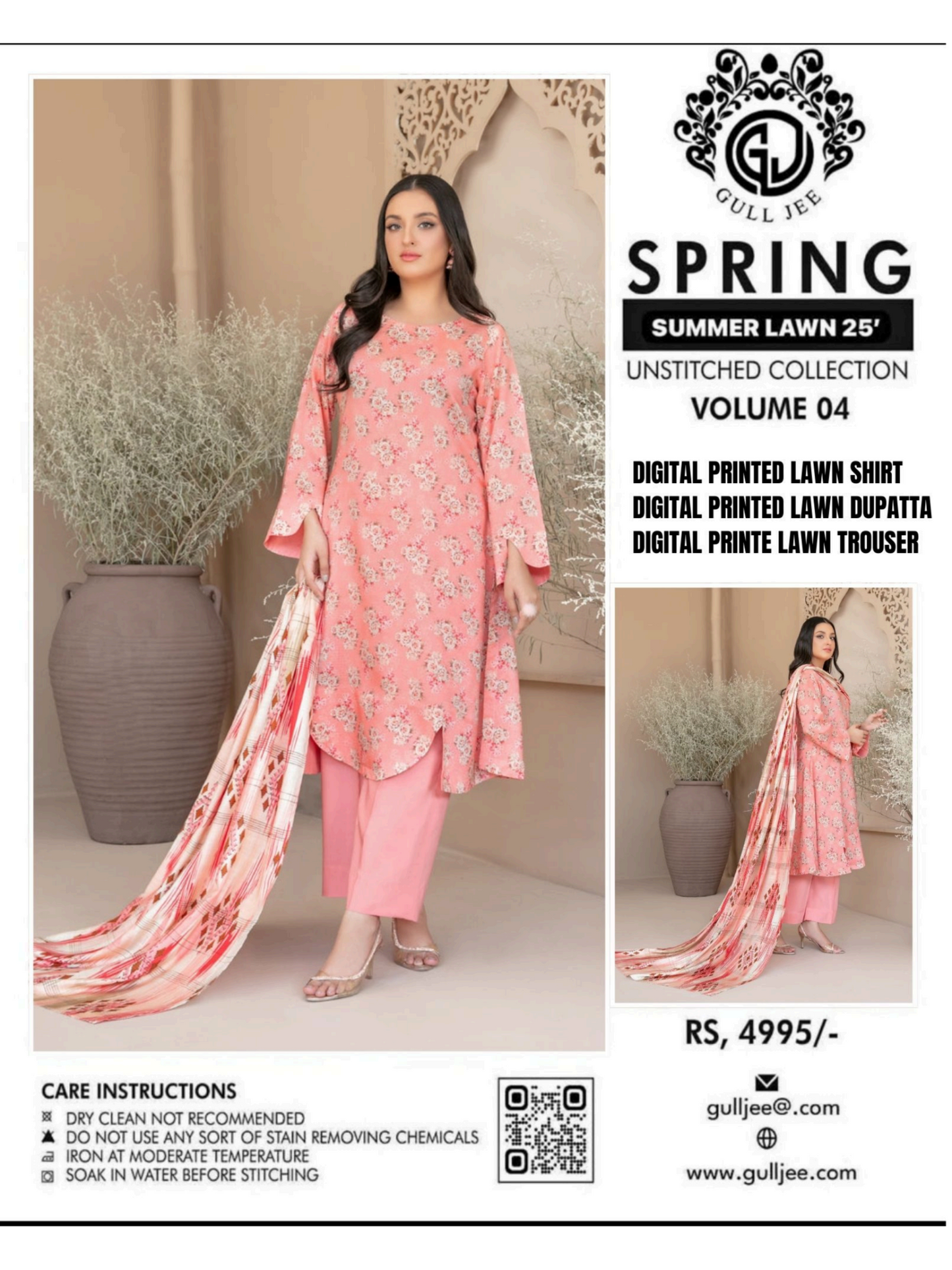 Gull Jee Spring Vol 04 Unstitched Lawn 3 Pieces in Wholesale Price ๐ฅ๐งก