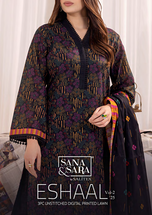 Salitex Eshaal Unstitched Lawn 3 Pieces Vol II 🔥❤️