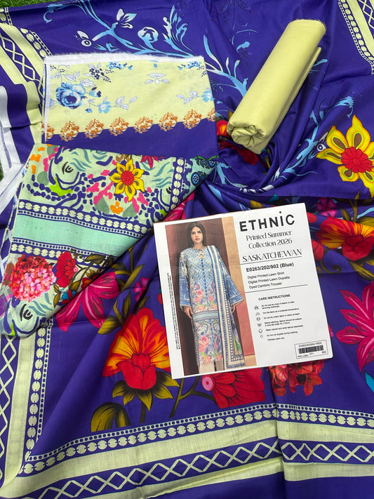 Ethnic Blue Digital Printed Lawn Collection