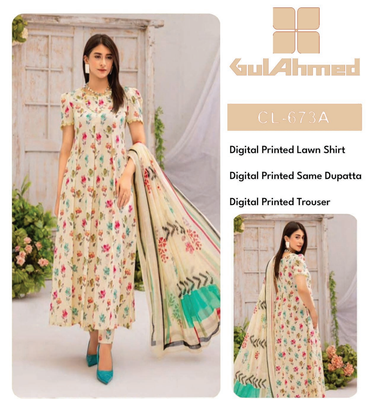 GulAhmed Lawn Printed 3PC In Wholesale Price