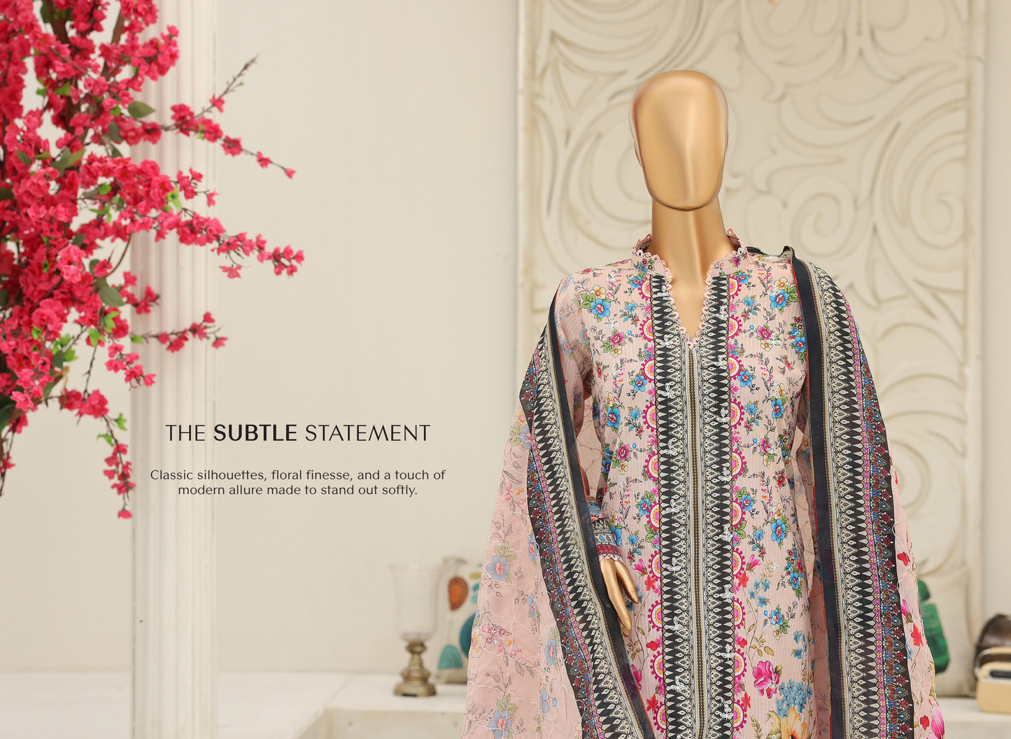 MTF Digital Printed Embroidered Lawn Collection 2026 Design No: 4