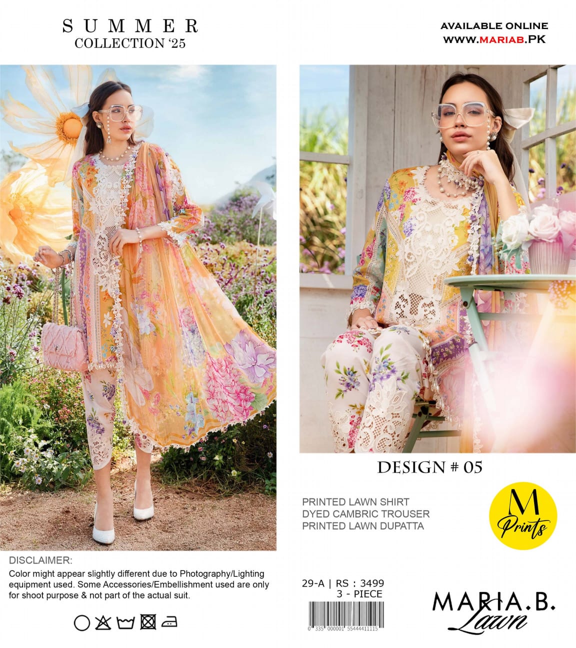 Maria.B Lawn Unstitched 3 Piece With Dyed Trouser/- 💞✨👌