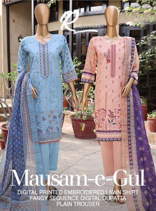 Mausam-e-Gul By RUQAYYAHS Digital Printed Embroidered Lawn