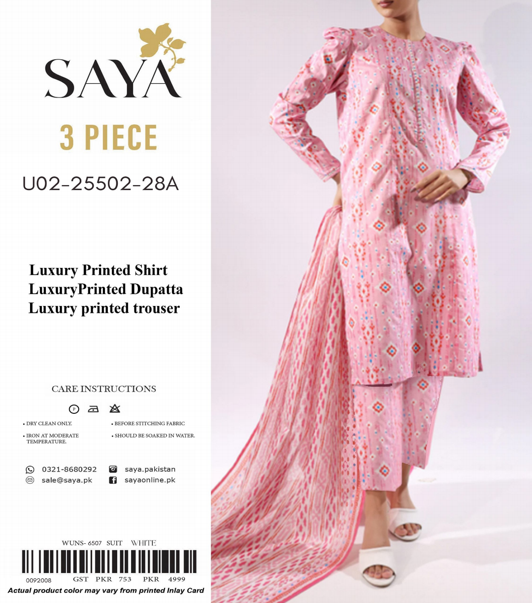 SAYA Lawn Unstitched 3 Pieces in Wholesale Price π₯π§‘
