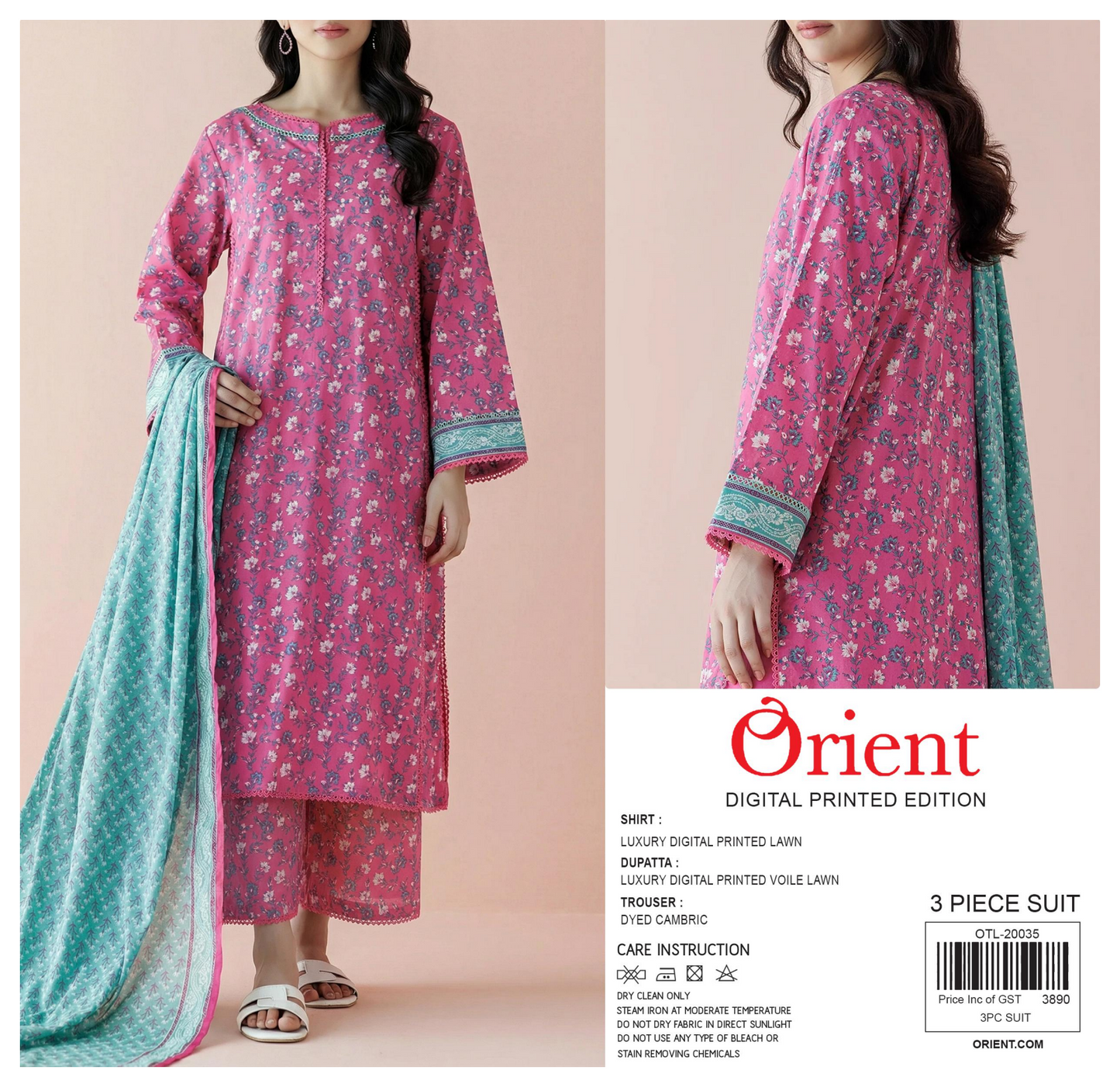 ✨💖ORIENT💖✨🌸PRINTED LAWN 3 PIECE🌸 OTL-20035