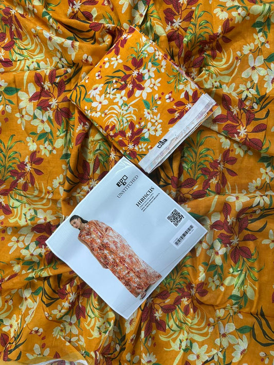 EGO YELLOW (S+D) UNSTITCHED 2PCS DIGITAL PRINTED LAWN COLLECTION