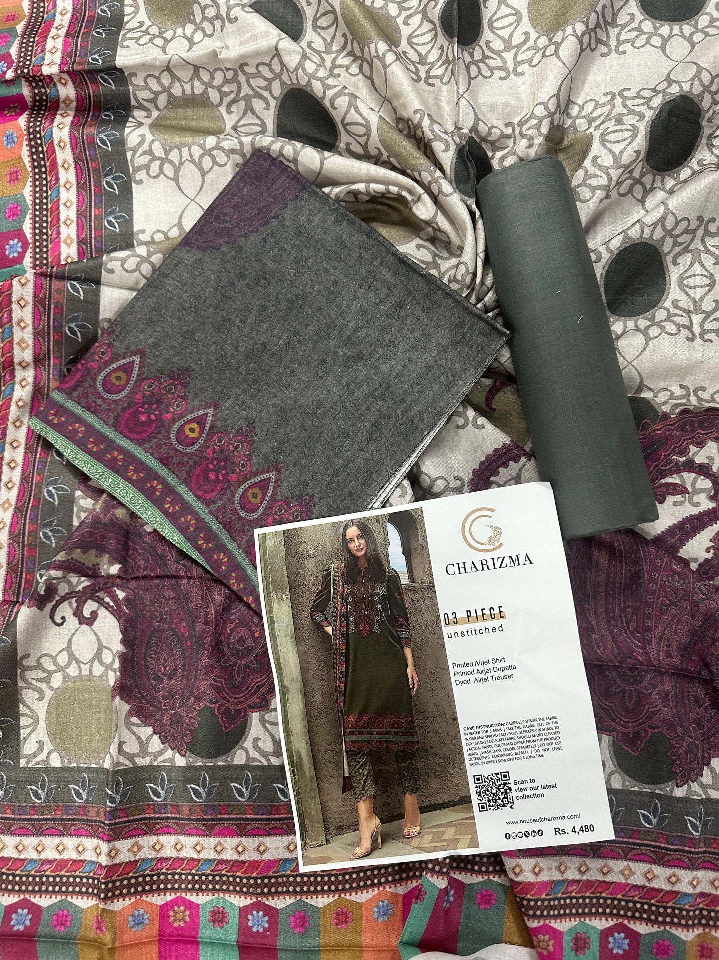 CHARIZMA LAWN COLLECTION 3 PIECE SUIT Design # 06