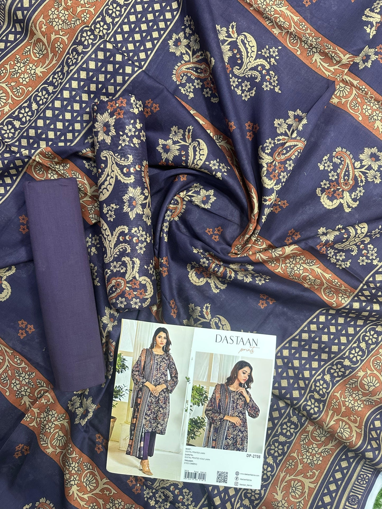 DASTAN Original Lawn 3 Piece Unstitched Collection Design No: 2708