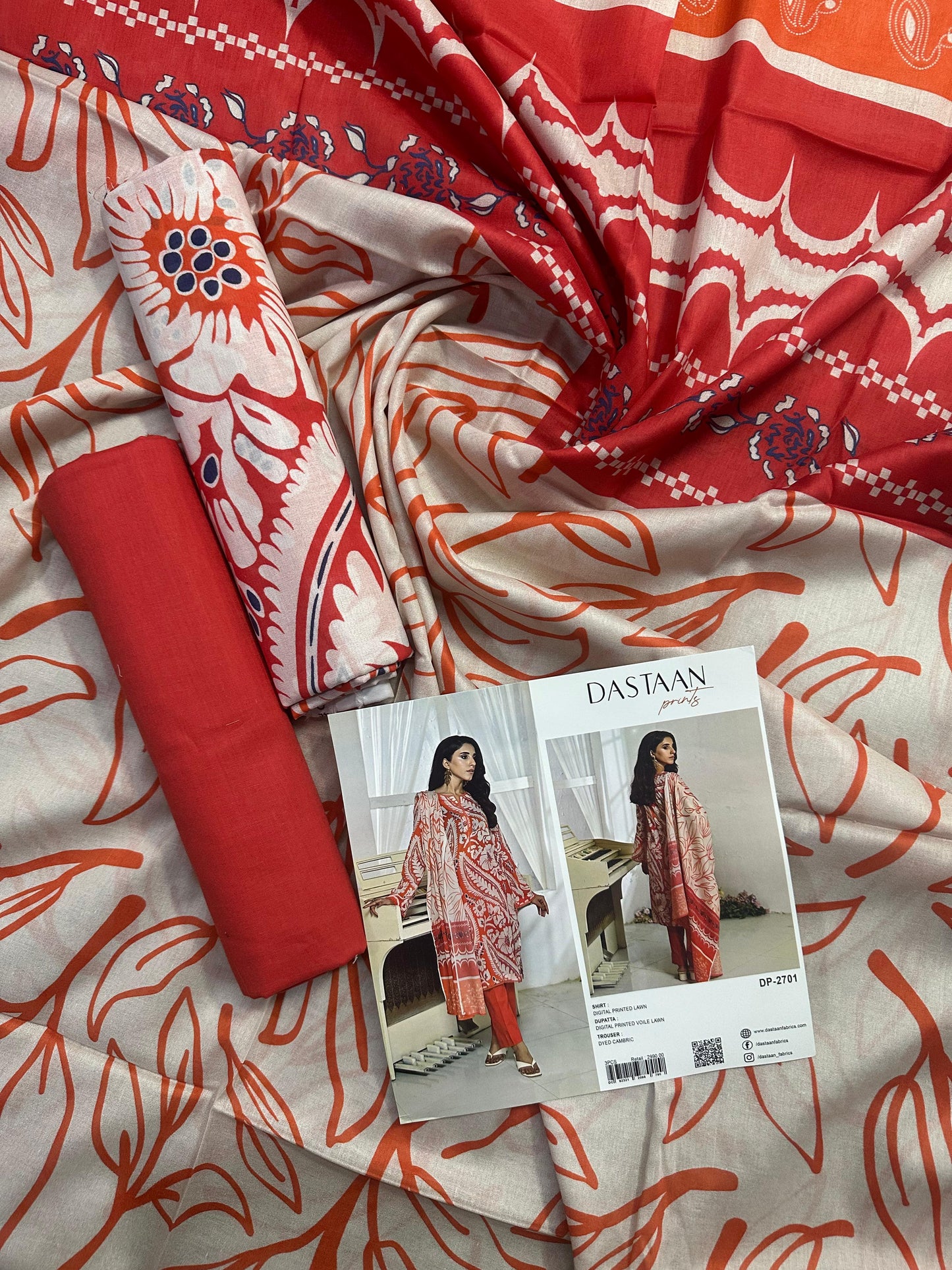 DASTAN Original Lawn 3 Piece Unstitched Collection Design No: 2701