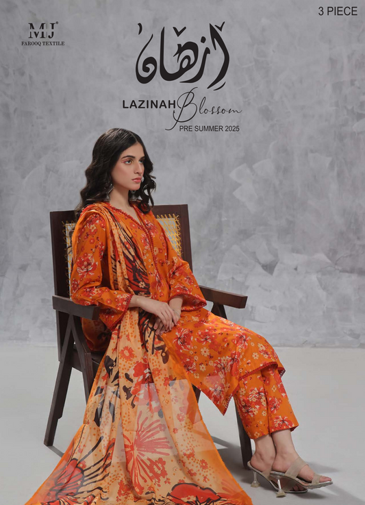 IZHAN Lazinah by MoosaJee Lawn Unstitched 3 Pieces in Wholesale Price 🔥🧡