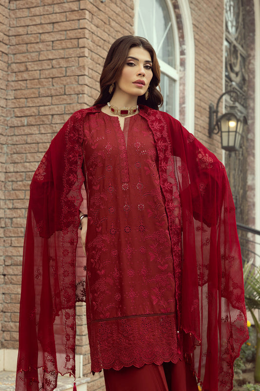 Lakhany Maroon Eid Collection Unstitched ChikanKari 3 Piece ๐ฅ