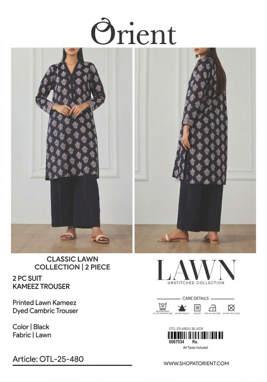 ✨ORIENT 100% ORIGINAL Unstitched Lawn 2 Piece ✨ Design : OTL-25-480