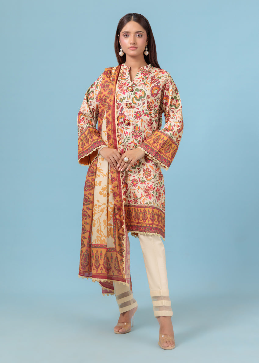 Bonanza Satrangi Unstitched Fusion Coral - 3 Pc (WU3PPBS25LIUN52)