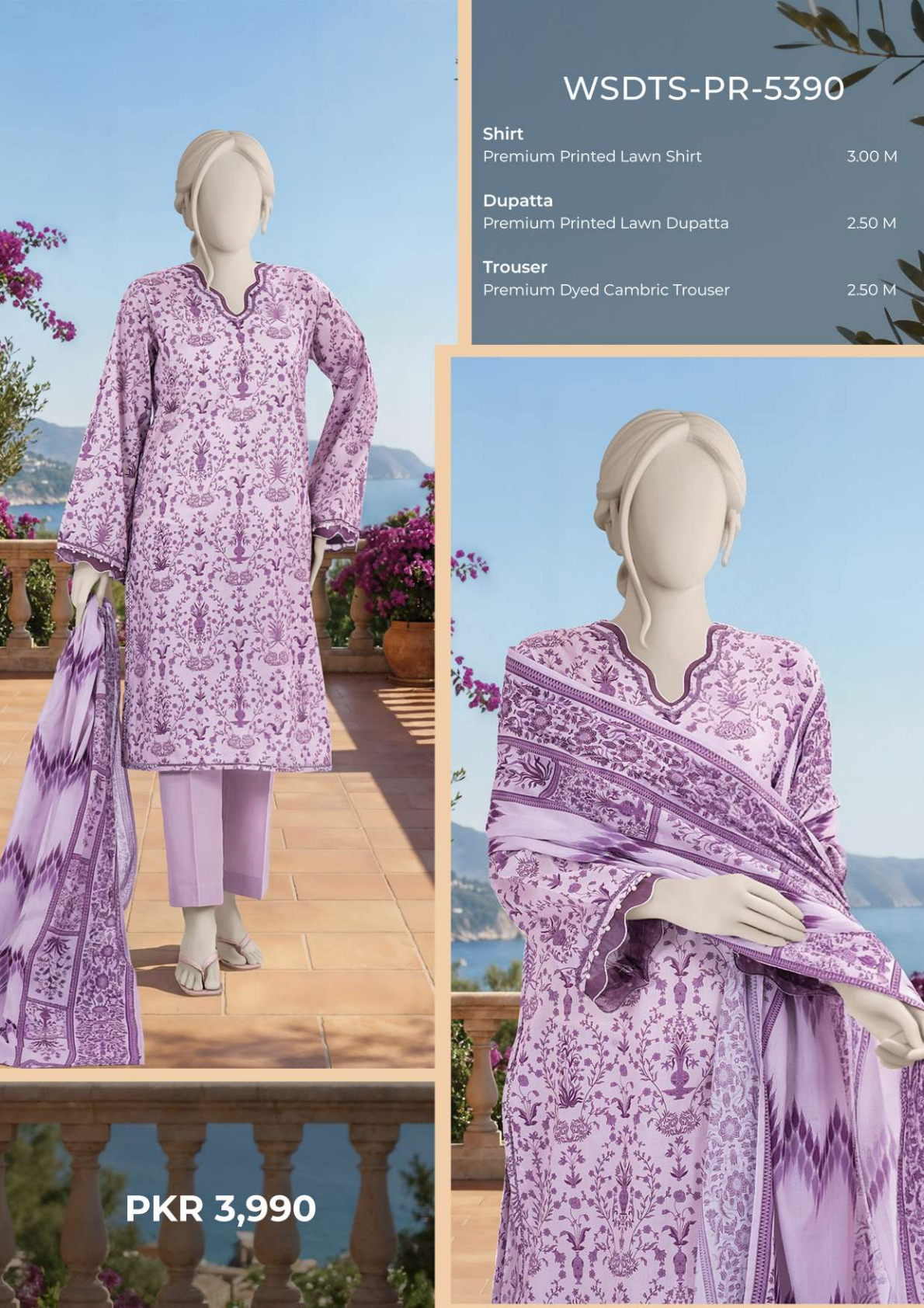 MTJ Original Printed Lawn β Summer 2026 Design# WSDTS-PR-5390