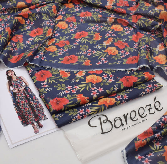 Bareeze Unstitched Lawn 90/70 Quality 3 Pieces