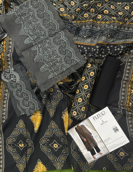 Fleur By Almeerah - Midnight Ember – Digital Chundri Lawn Unstitched Collection