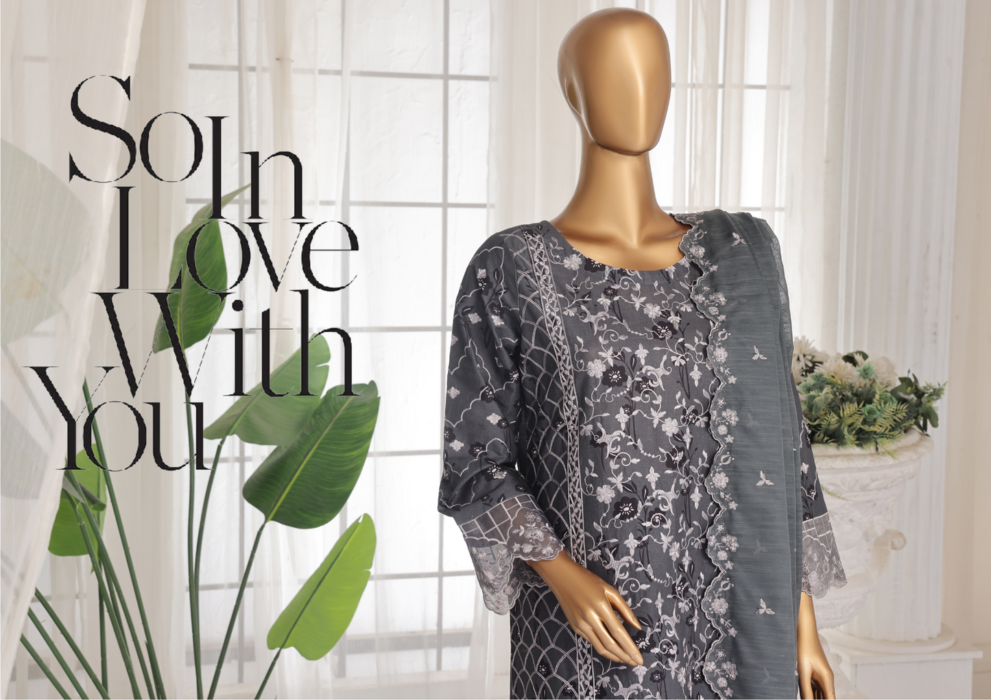 Aifa Daisy ChikanKari Unstitched 3 PIECE πβ