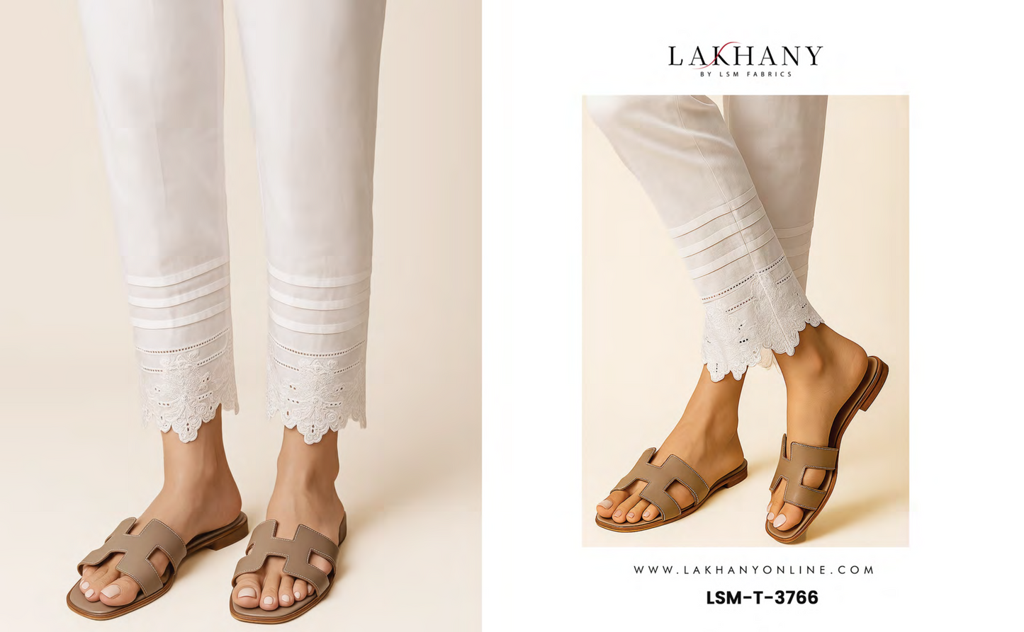 Lakhany 100 % Stitched Bottom in White π€