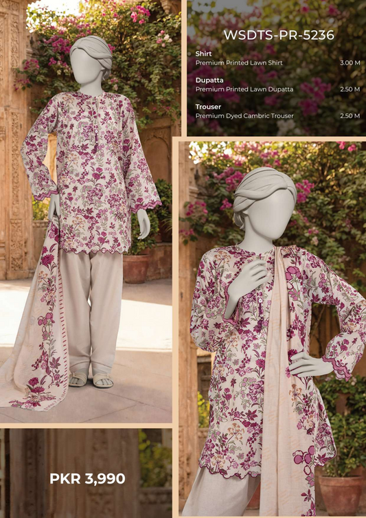 MTJ Original(WSDTS-PR-5236) Printed Lawn Unstitched Collection – Summer 2026