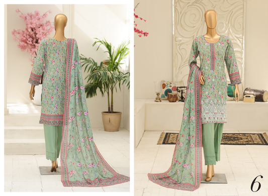 MTF Digital Printed Embroidered Lawn Collection 2026 Design No: 6