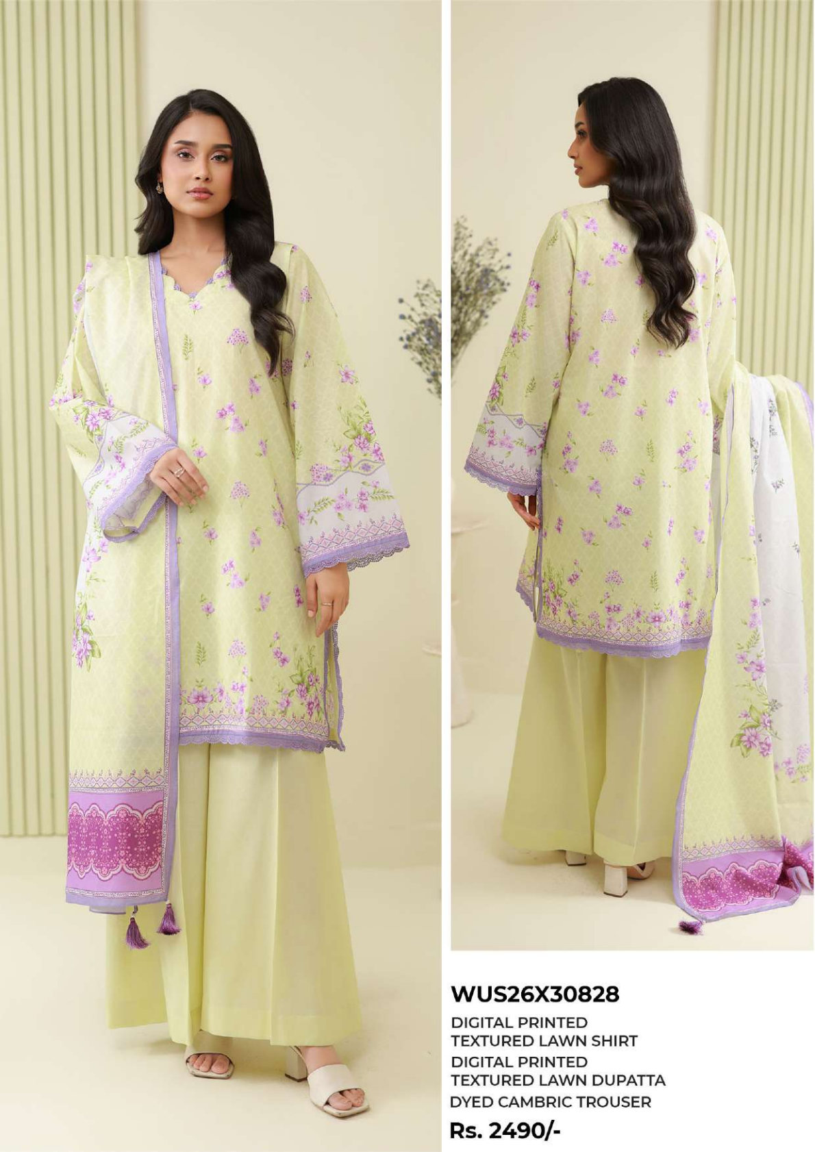 ZELLBURY Unstitched 3pcs Lawn Collection D.C:- WUS26X30757