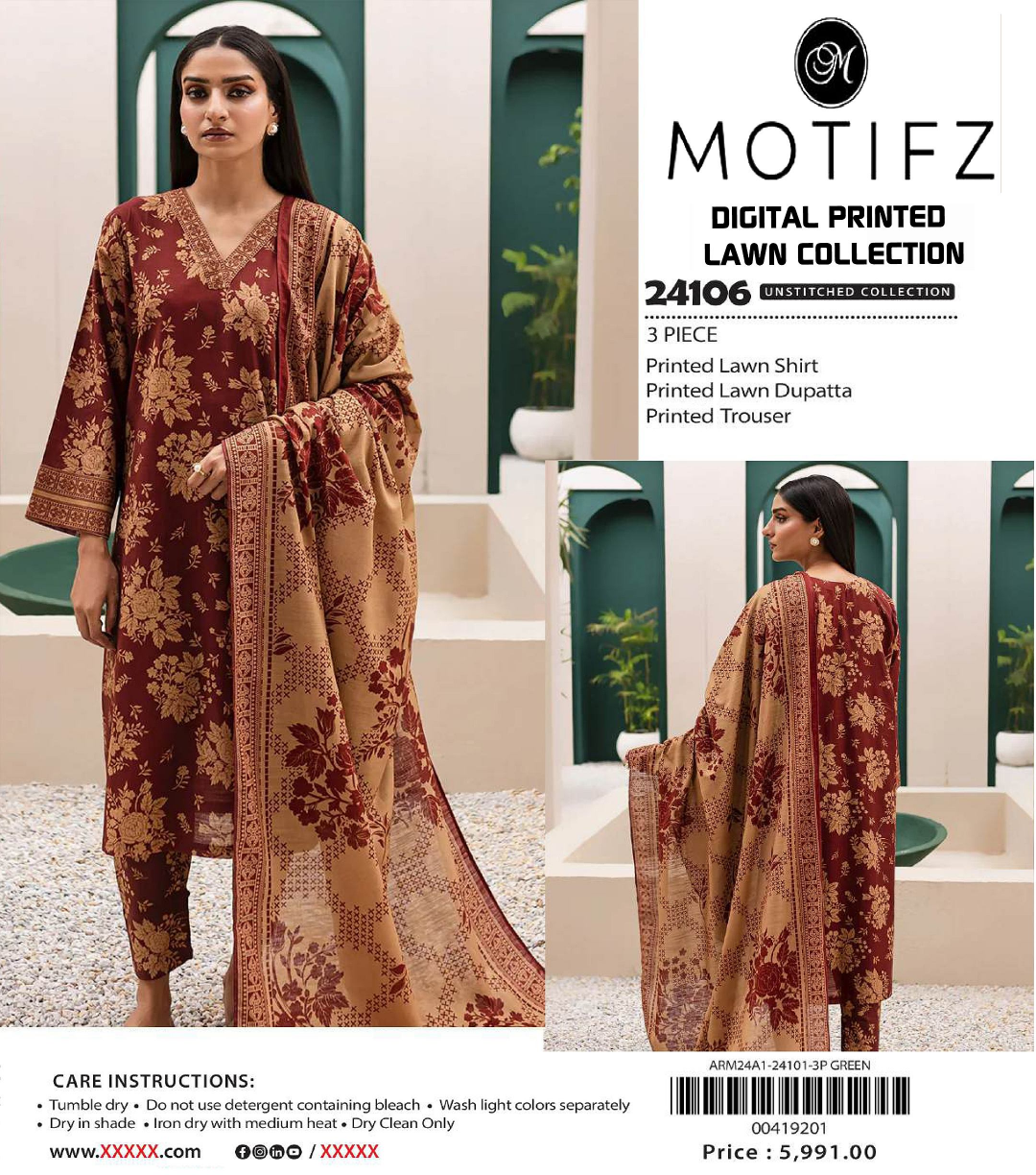 MOTIFZ Lawn Printed 3PC In Wholesale Price