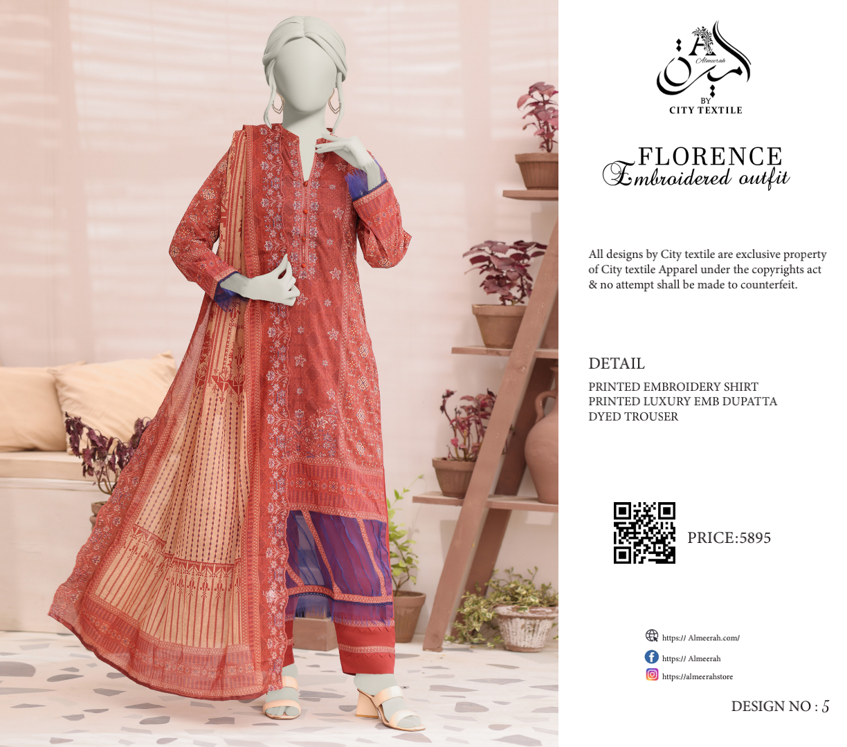 š§”š„ ALMEERAH FLORENCE Embroidery Cutwork Dupatta 3 Pieces š„ā¤ļø
