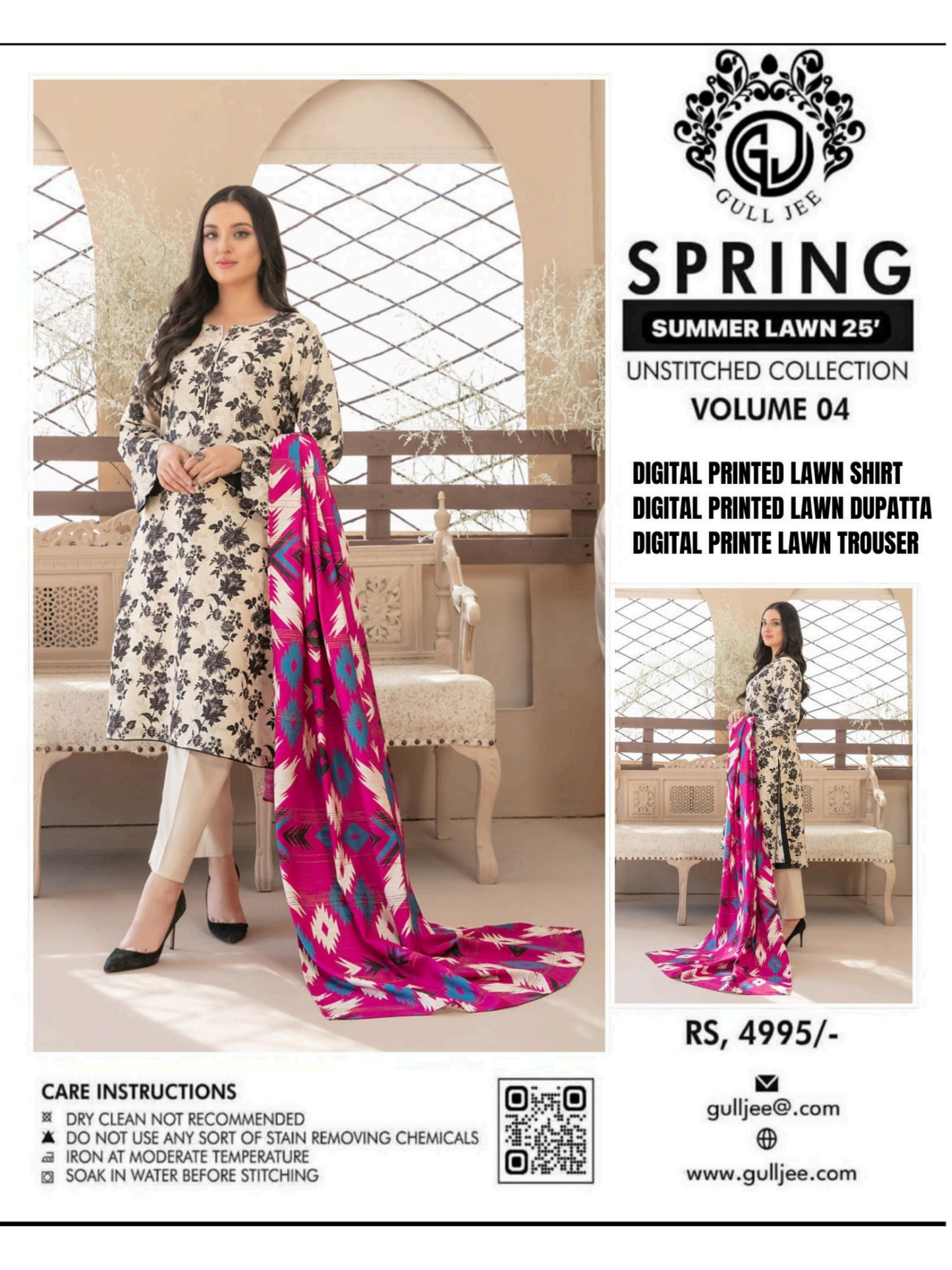 Gull Jee Spring Vol 04 Unstitched Lawn 3 Pieces in Wholesale Price ๐ฅ๐งก