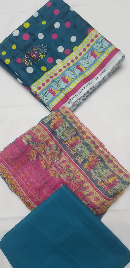 Asim Jofa,Khaadi, Bonanza Satrangi Unstitched Lawn 3P Chiffon Dupatta