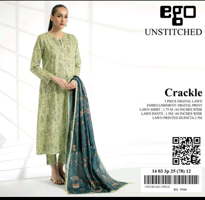 GulAhmed,Khaadi,Zellbury,Ego,Salitex,CrossStitch,Nishat,Firdous,Baroque,Maria.B,Alkaram ,SanaSafinaz Printed Unstitched 3P in 1299π΅π°π
