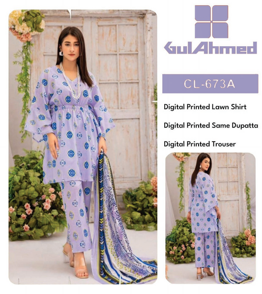 GulAhmed Lawn Printed 3PC In Wholesale Price