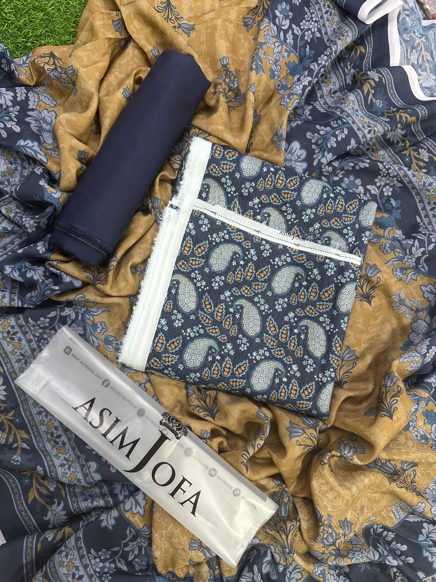 ASIM JOFA NAVY PRINTED 3PCS