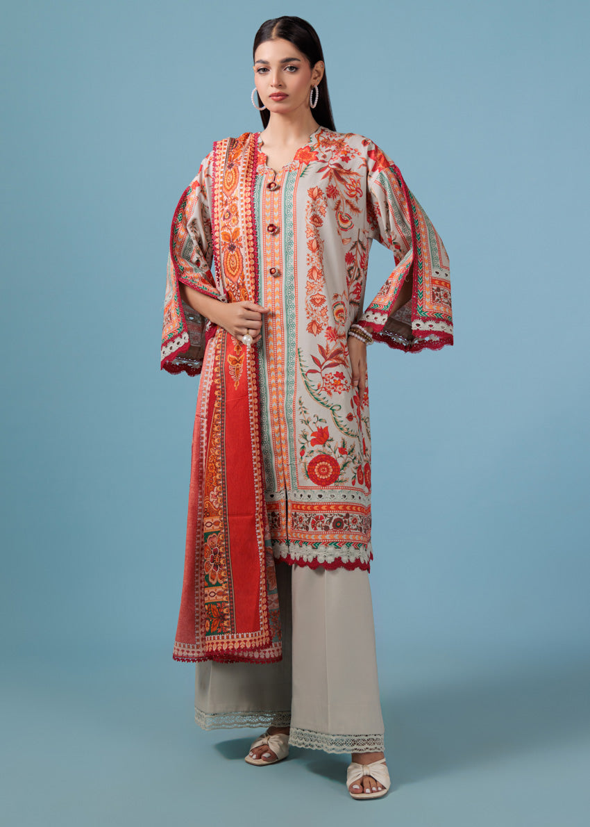 Bonanza Satrangi Unstitched Fusion Floral - 3 Pc (WU3PPBS25LIUN85) 🔥🥰