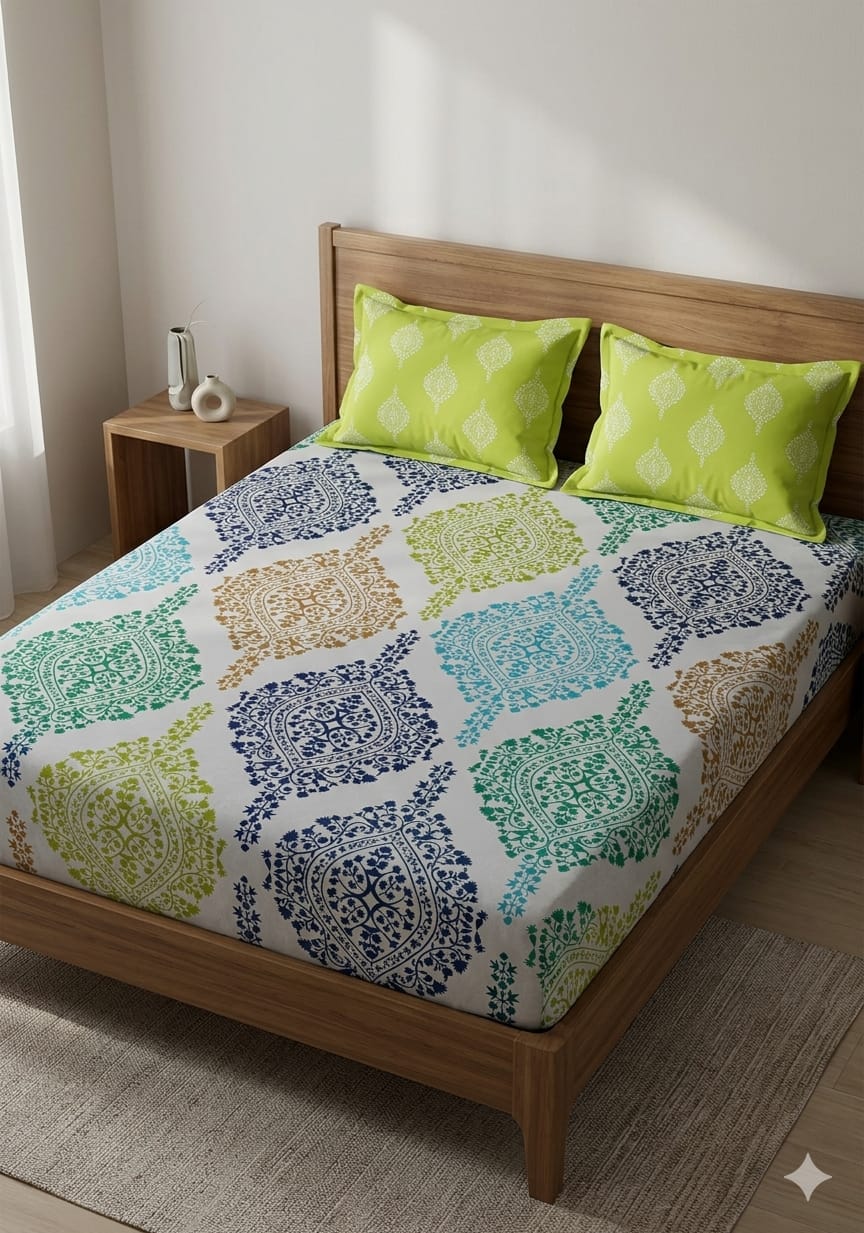 SALONIKA PURE COTTON BEDSHEETS Most Demanding Collection Full Printed King Size Bedsheets