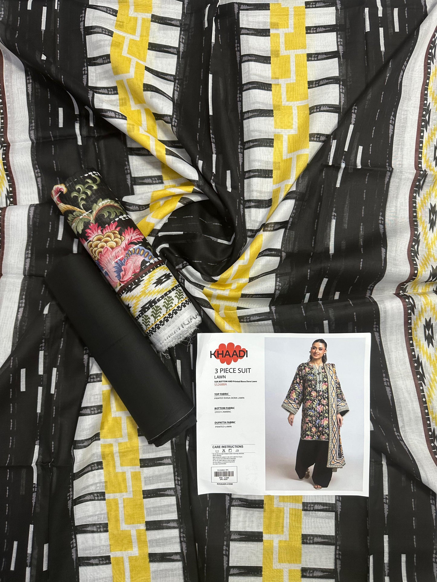 Khaadi Kantha - 3 PCs Printed Bana Dora Lawn Unstitched Collection