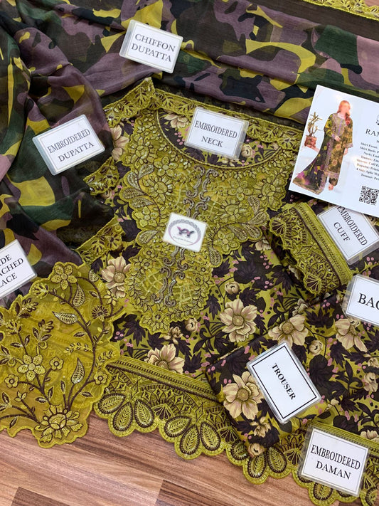 RAMSHA Elegant 3PC Unstitched Lawn Suit Collection