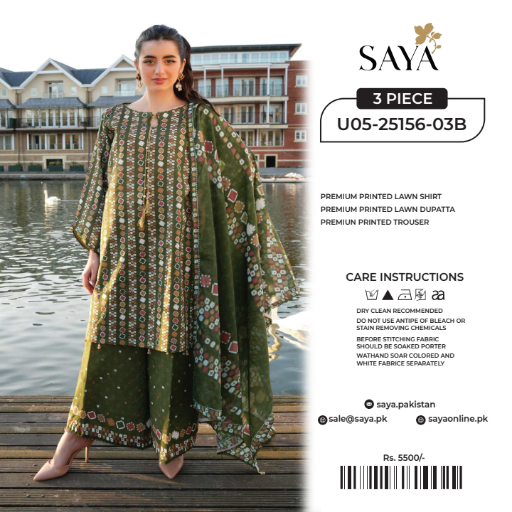 Saya 3 PCs Unstitched Lawn Collection D.No :-04